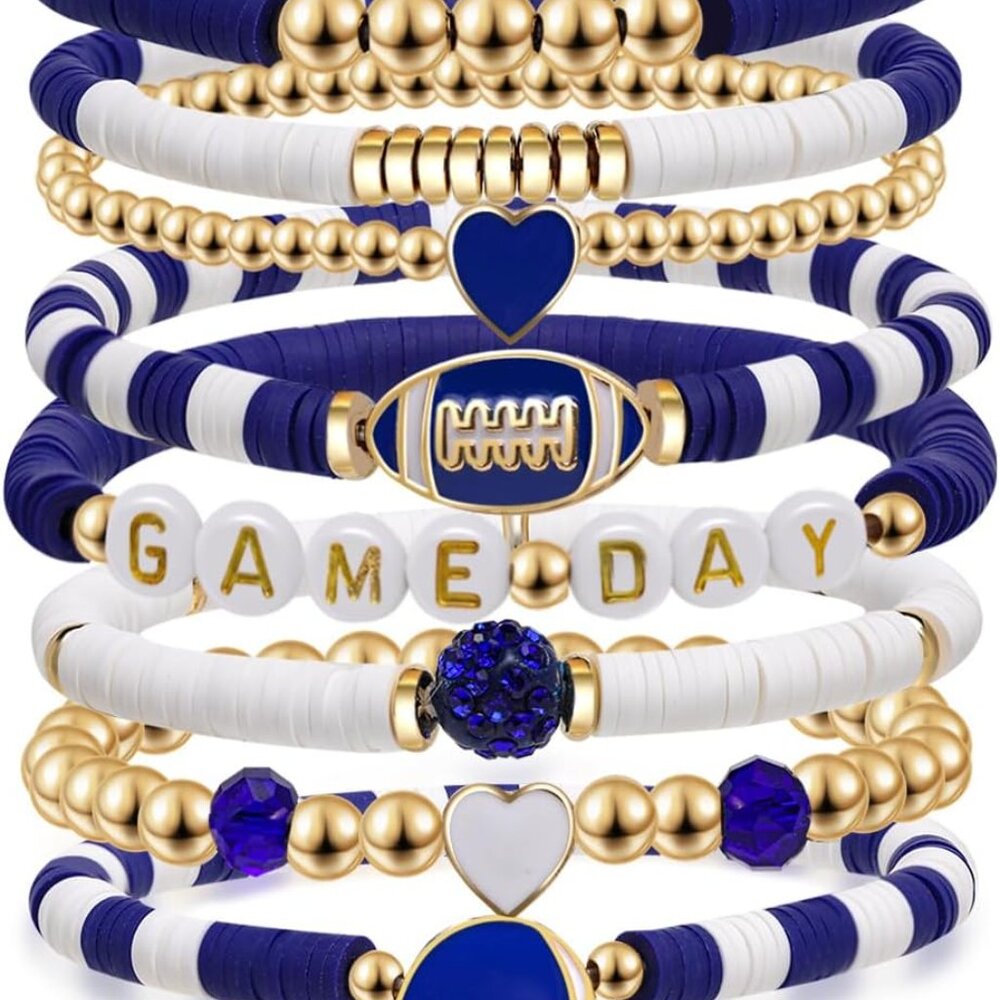 Game Day Football Charm Bracelet: Stackable Sports Jewelry for Moms & Dads - Per